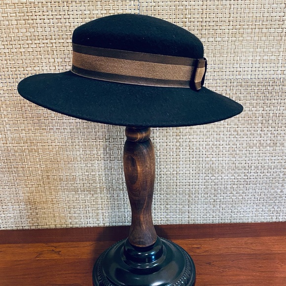 🌟HP🌟ANTQ 1920s Black Wool Wide Brim Hat - Picture 4 of 11